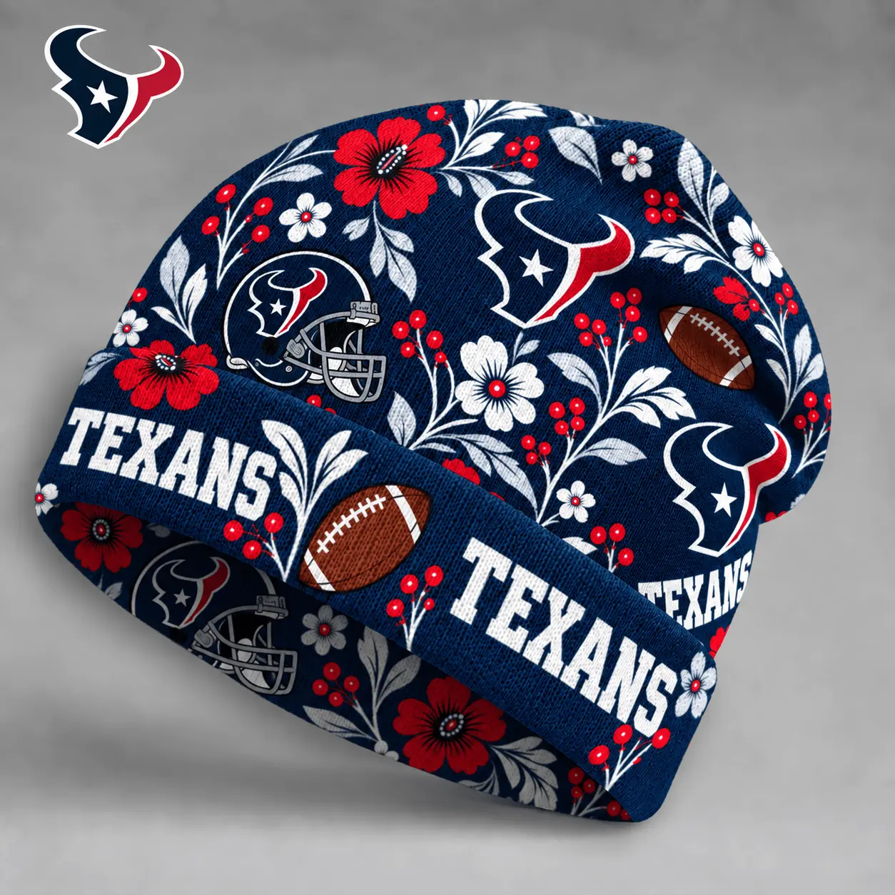 Houston Texans | Premium NFL Floral Team Pride Beanie Hat NY