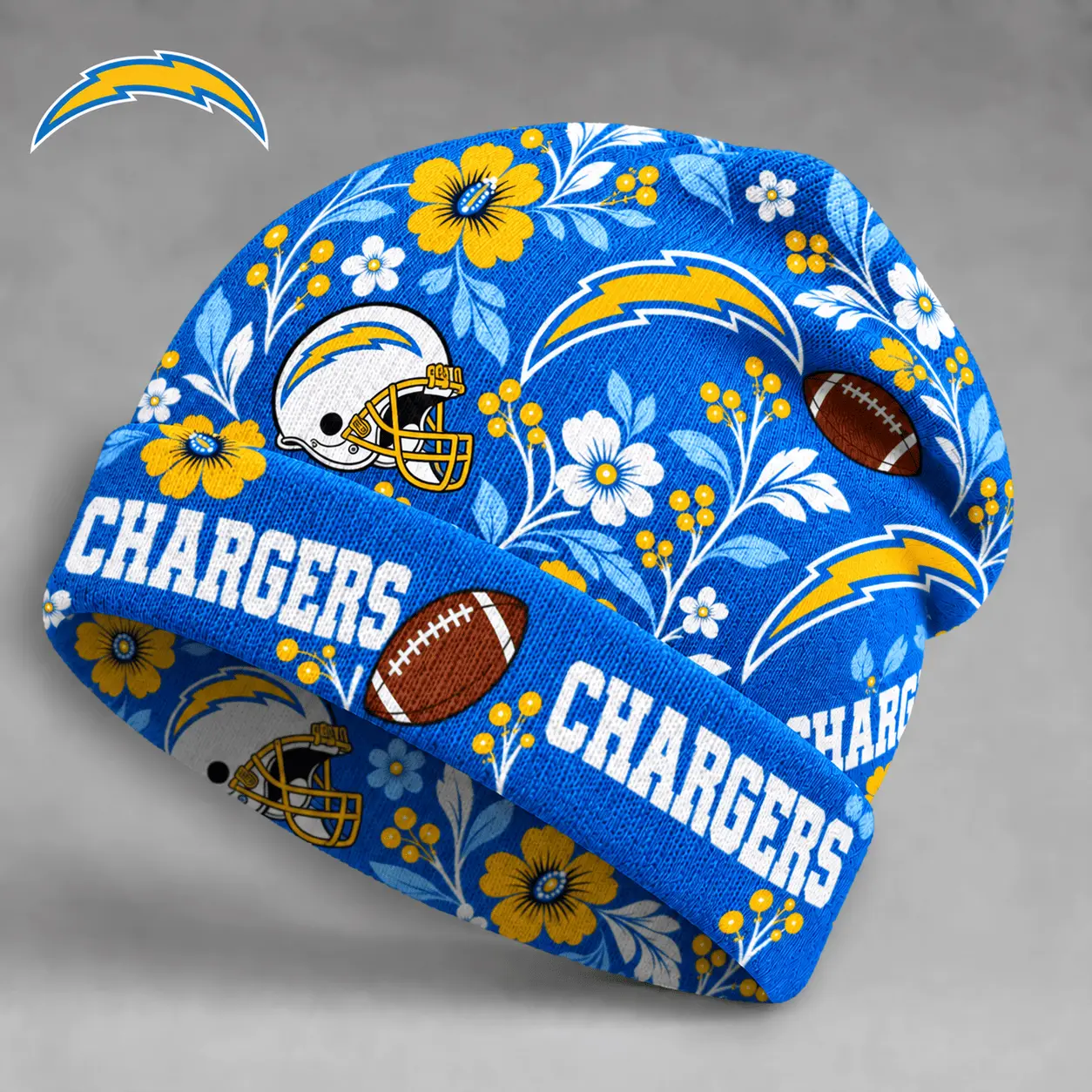 Los Angeles Chargers | Premium NFL Floral Team Pride Beanie Hat NY