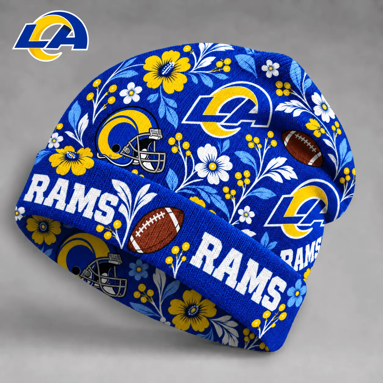 Los Angeles Rams | Premium NFL Floral Team Pride Beanie Hat NY