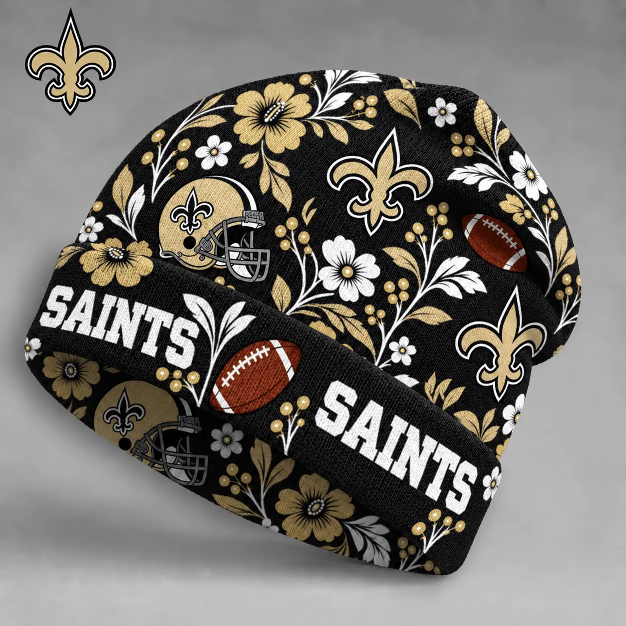 New Orleans Saints | Premium NFL Floral Team Pride Beanie Hat NY