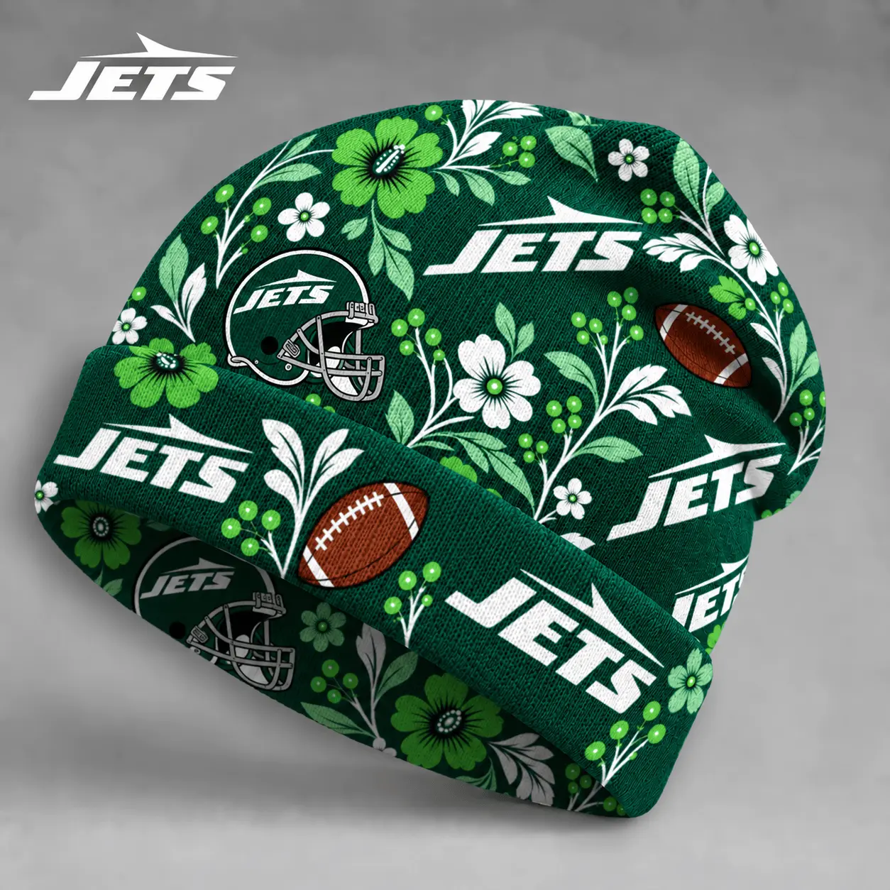 New York Jets | Premium NFL Floral Team Pride Beanie Hat NY