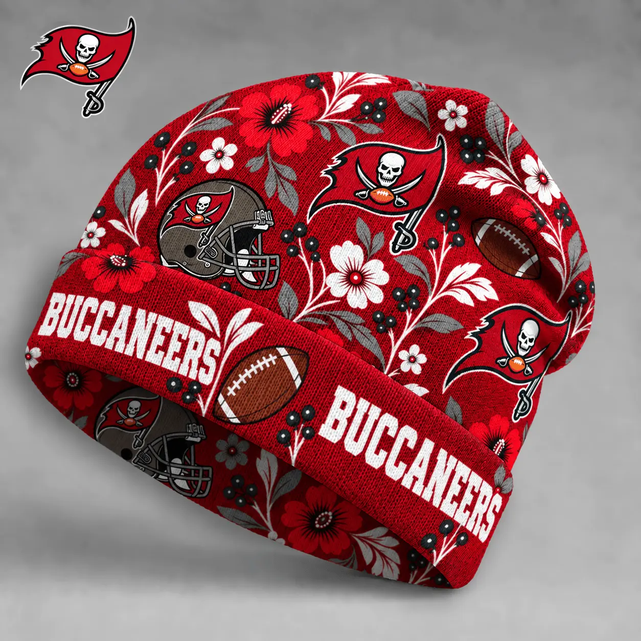 Tampa Bay Buccaneers | Premium NFL Floral Team Pride Beanie Hat NY