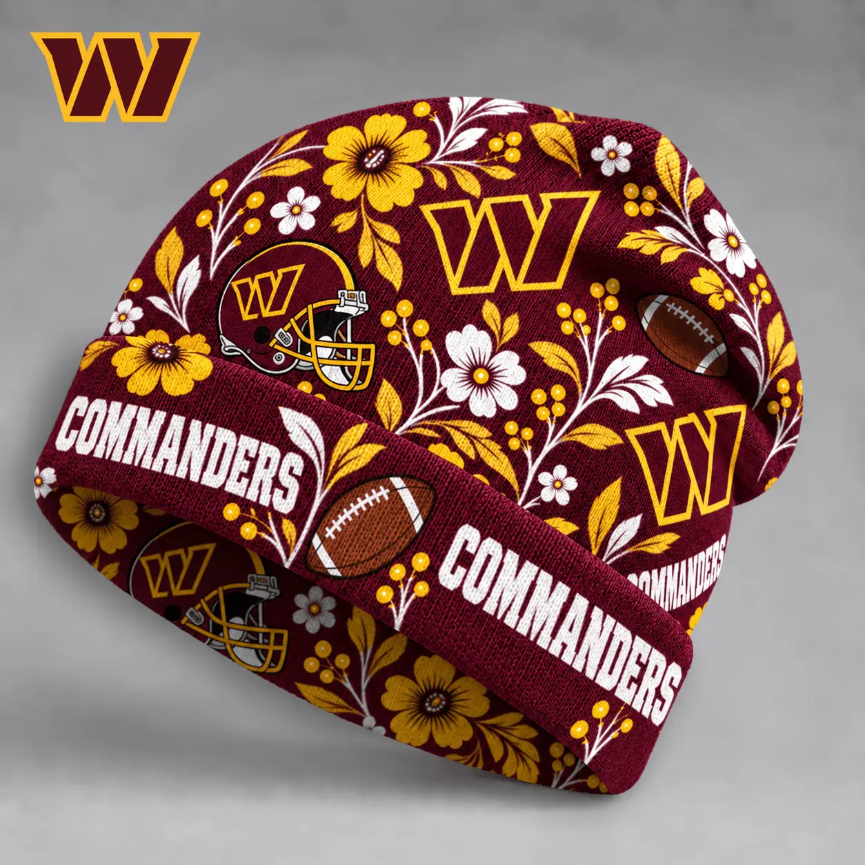 Washington Commanders | Premium NFL Floral Team Pride Beanie Hat NY