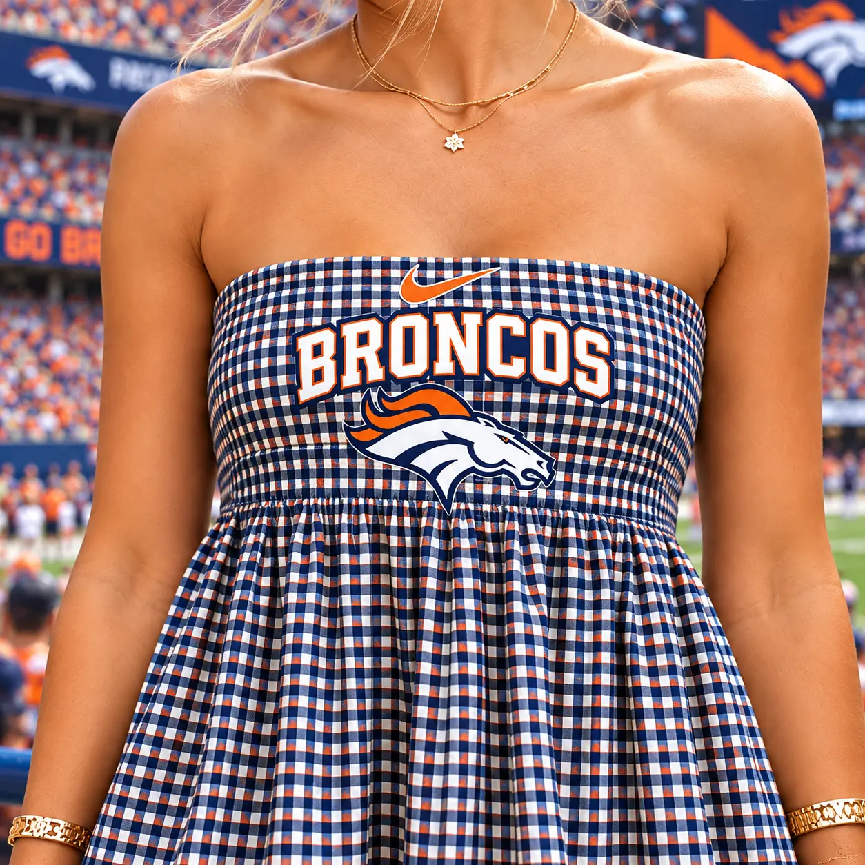 Denver Broncos | Premium NFL Caro Game Day Strapless Mini Dress TD - Image 2