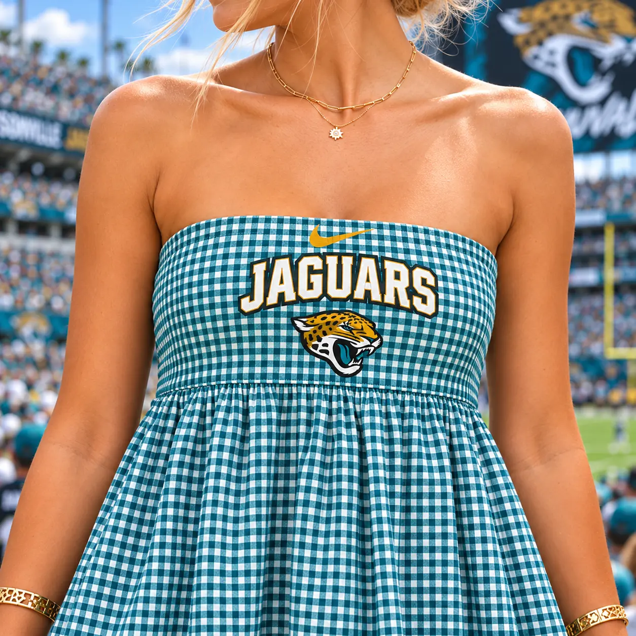 Jacksonville Jaguars | Premium NFL Caro Game Day Strapless Mini Dress TD - Image 3