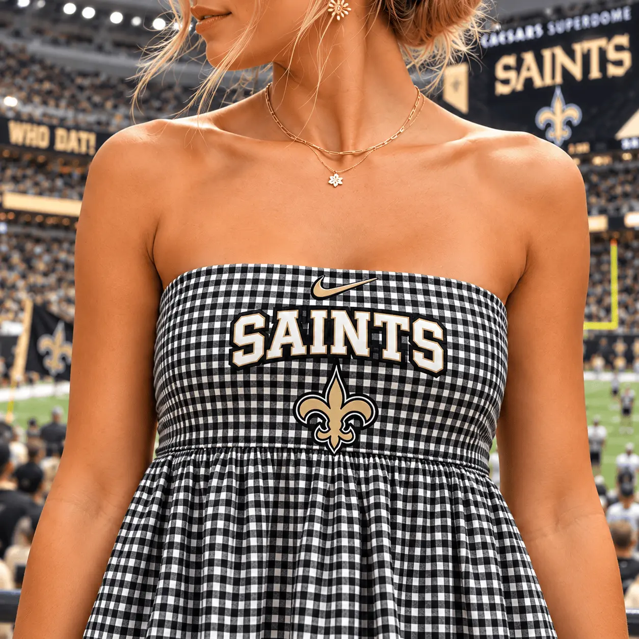 New Orleans Saints | Premium NFL Caro Game Day Strapless Mini Dress TD - Image 3