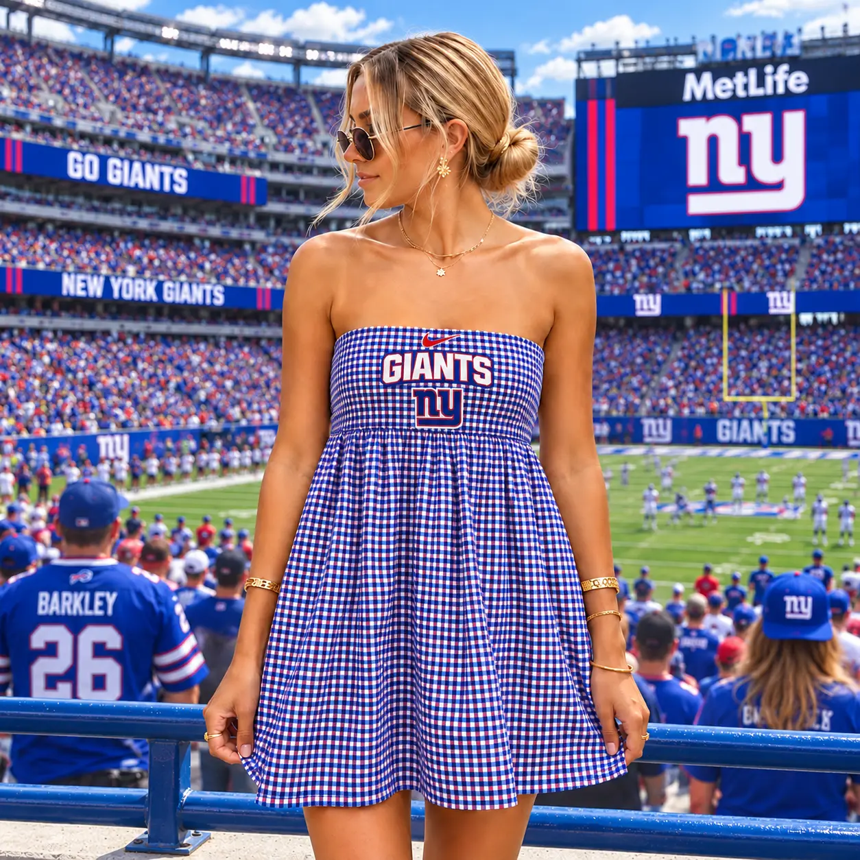 New York Giants | Premium NFL Caro Game Day Strapless Mini Dress TD
