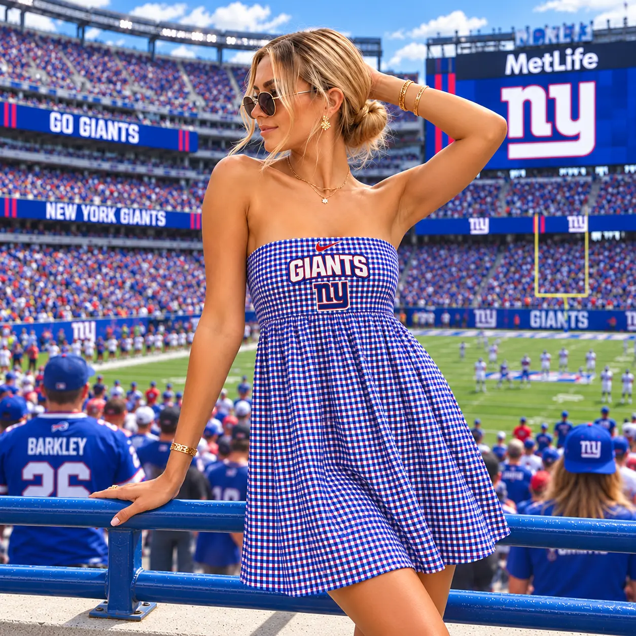 New York Giants | Premium NFL Caro Game Day Strapless Mini Dress TD - Image 2