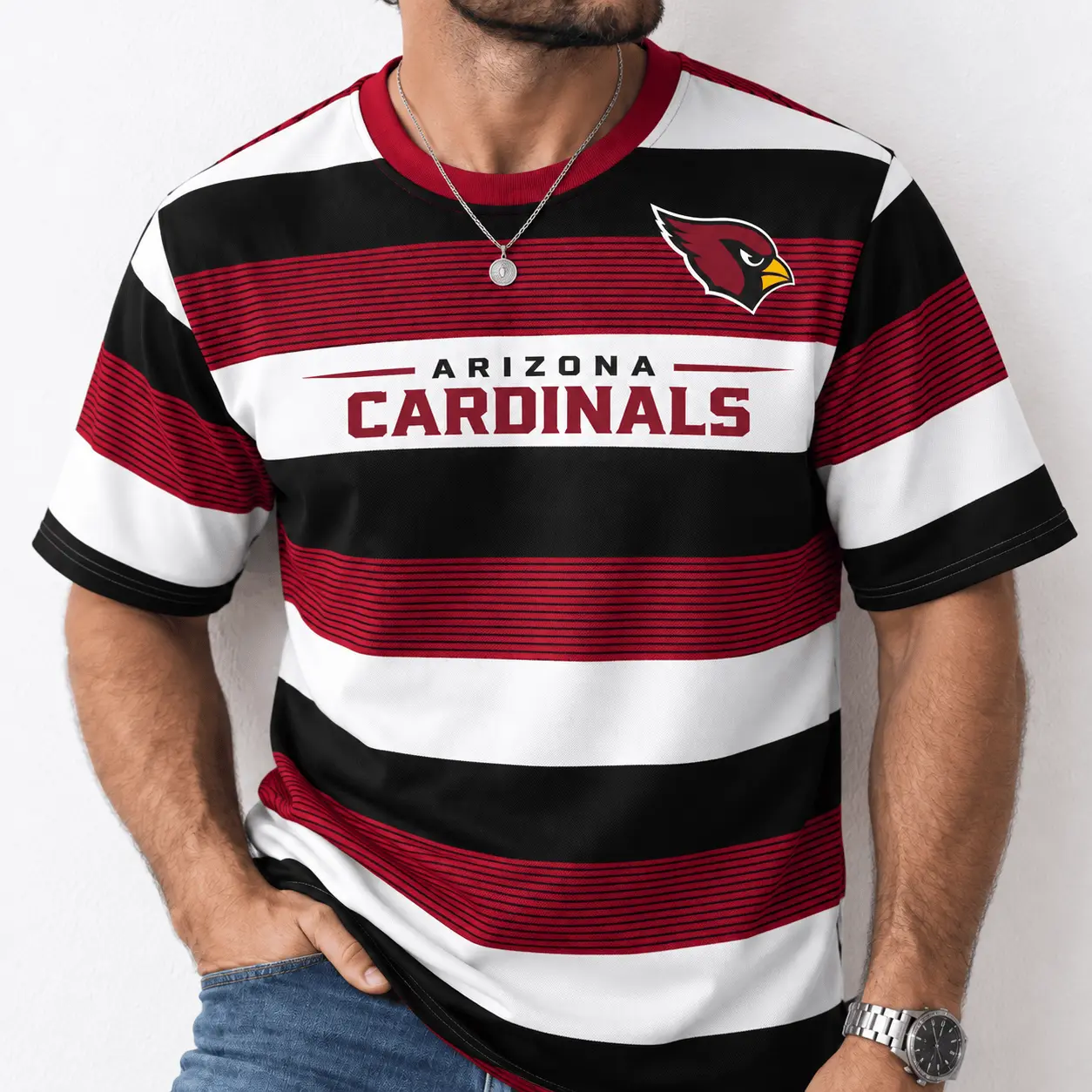 Arizona Cardinals | Premium NFL Horizontal Rugby Stripe T-shirt NTD - Image 2