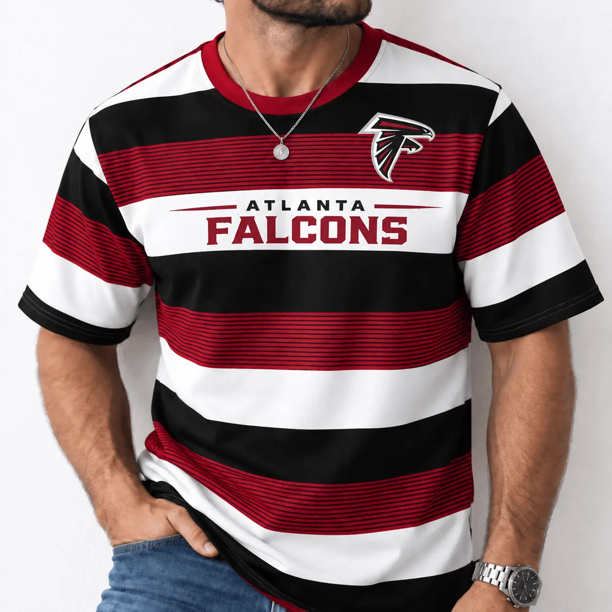 Atlanta Falcons | Premium NFL Horizontal Rugby Stripe T-shirt NTD - Image 2