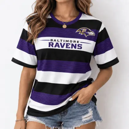 Baltimore Ravens | Premium NFL Horizontal Rugby Stripe T-shirt NTD