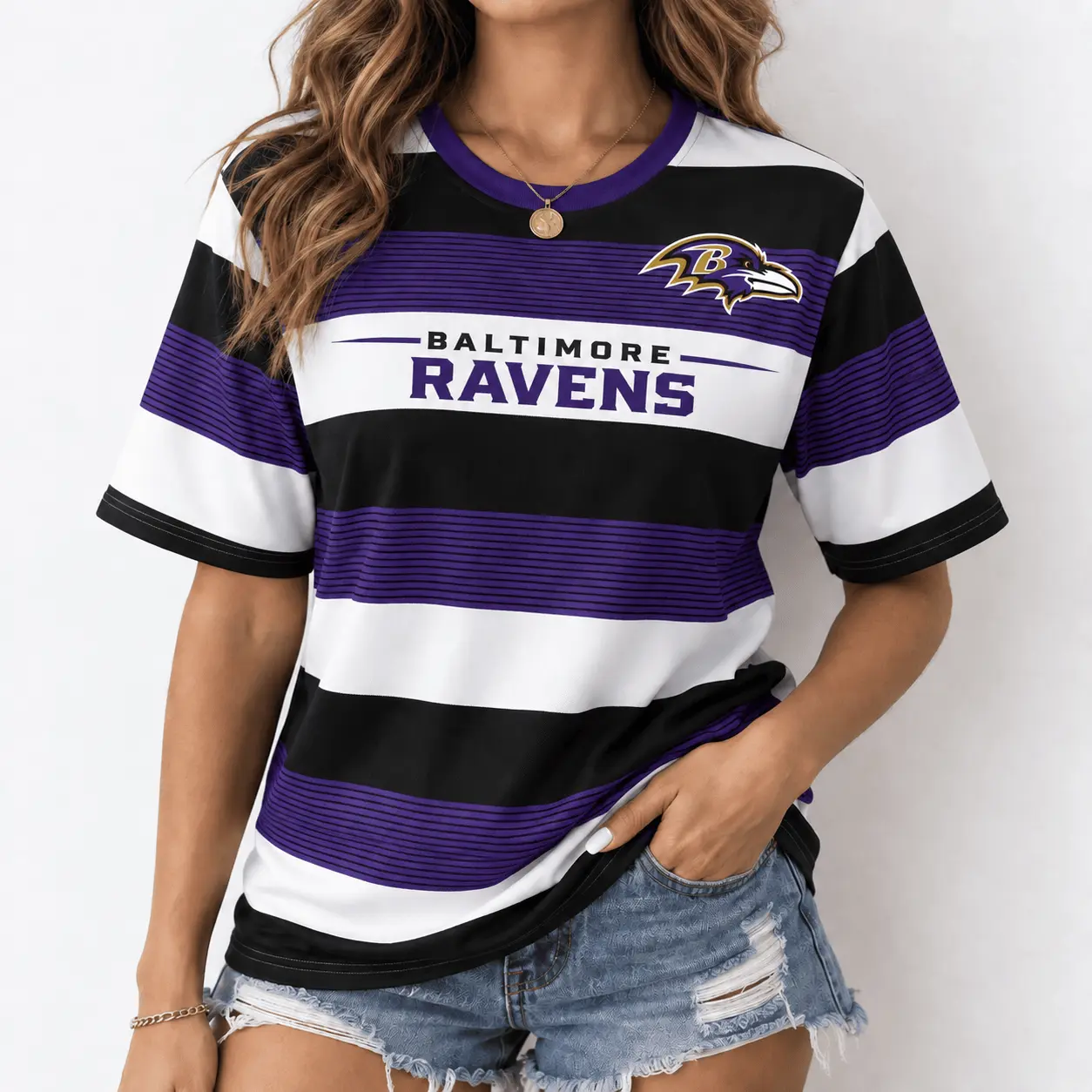 Baltimore Ravens | Premium NFL Horizontal Rugby Stripe T-shirt NTD