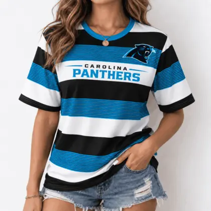 Carolina Panthers | Premium NFL Horizontal Rugby Stripe T-shirt NTD