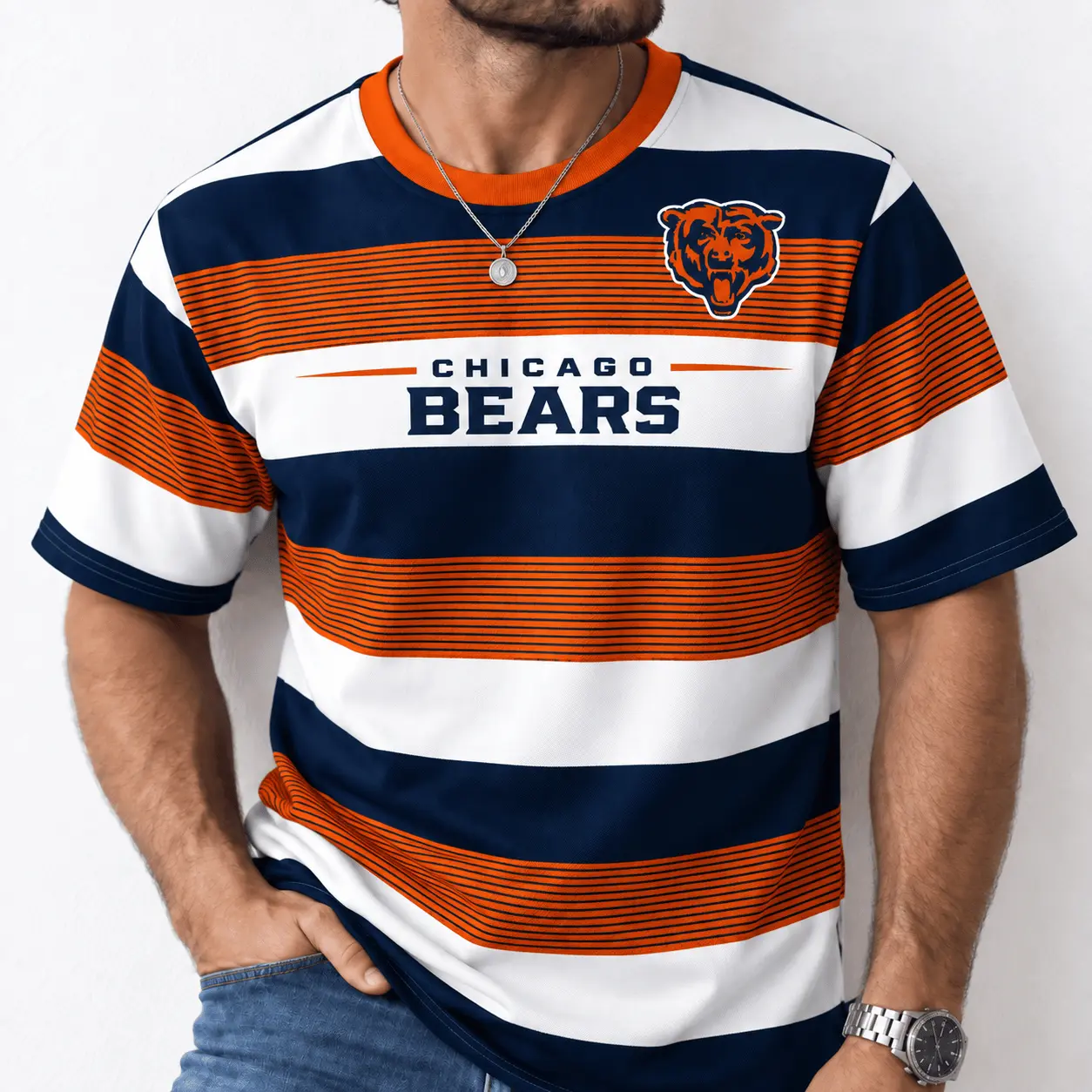Chicago Bears | Premium NFL Horizontal Rugby Stripe T-shirt NTD - Image 2