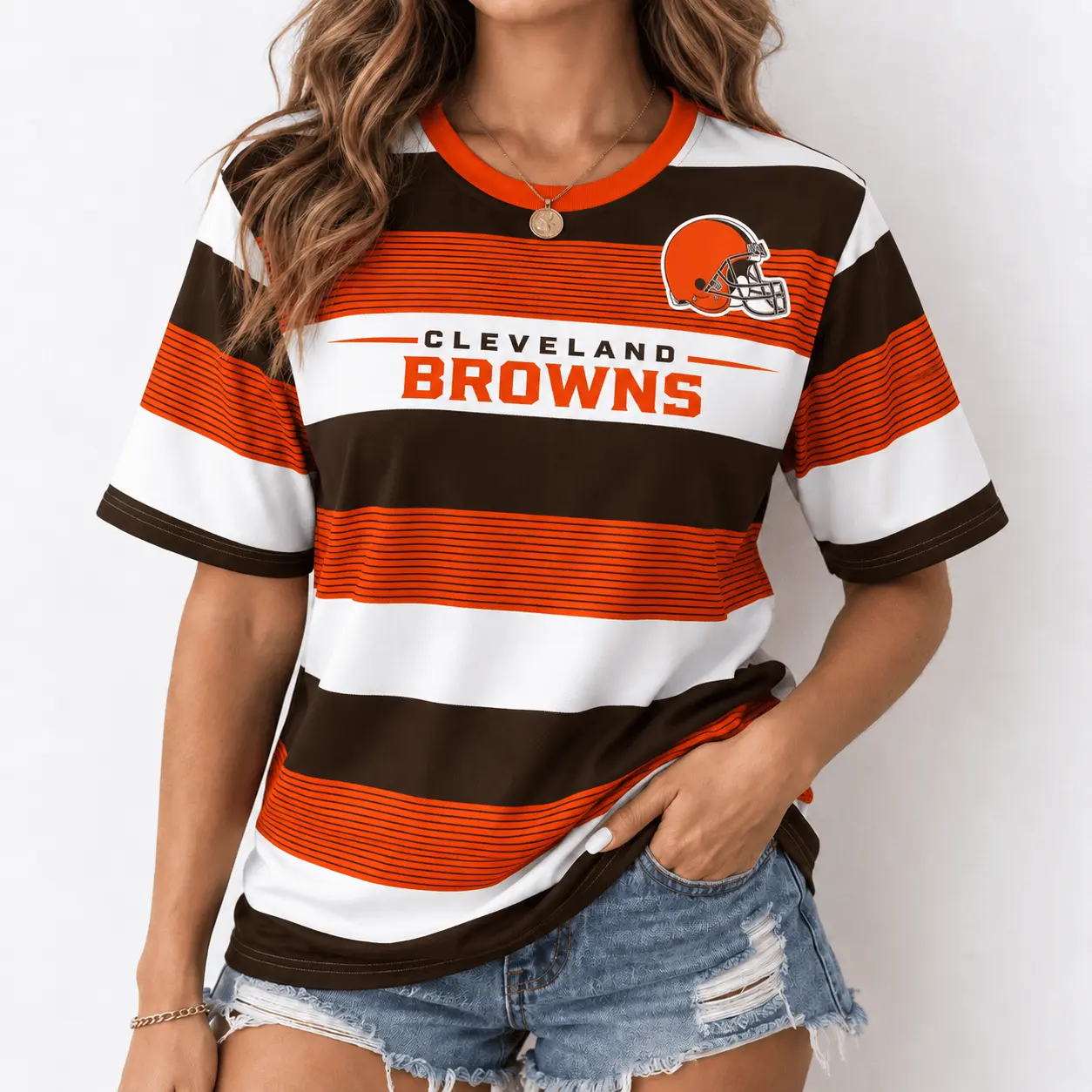 Cleveland Browns | Premium NFL Horizontal Rugby Stripe T-shirt NTD
