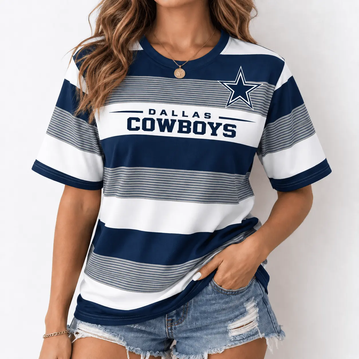 Dallas Cowboys | Premium NFL Horizontal Rugby Stripe T-shirt NTD
