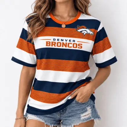 Denver Broncos | Premium NFL Horizontal Rugby Stripe T-shirt NTD