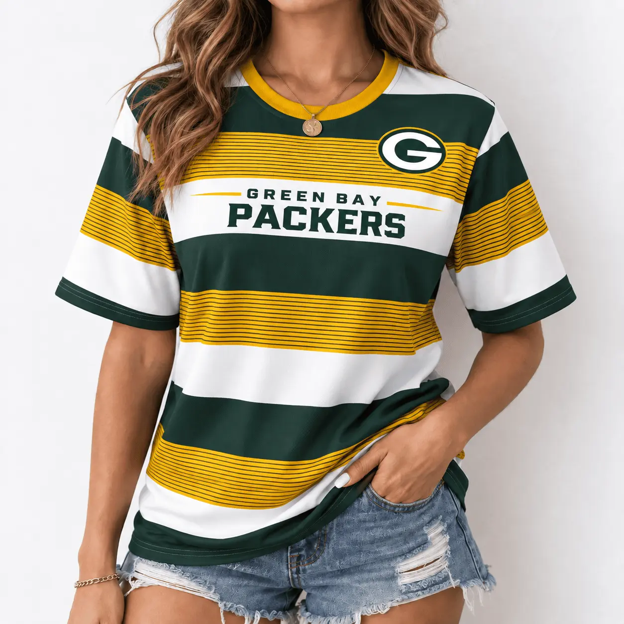 Green Bay Packers | Premium NFL Horizontal Rugby Stripe T-shirt NTD
