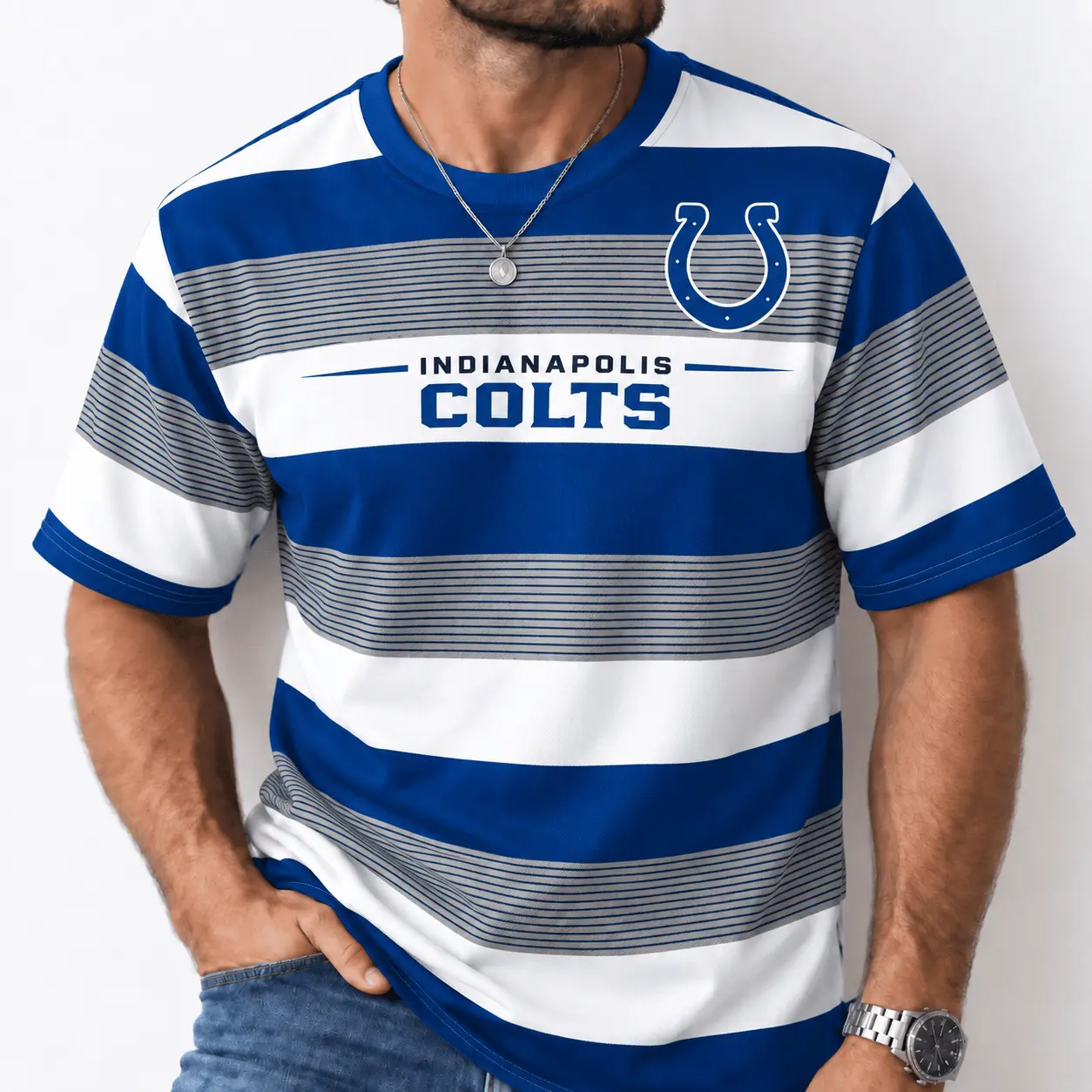 Indianapolis Colts | Premium NFL Horizontal Rugby Stripe T-shirt NTD - Image 2