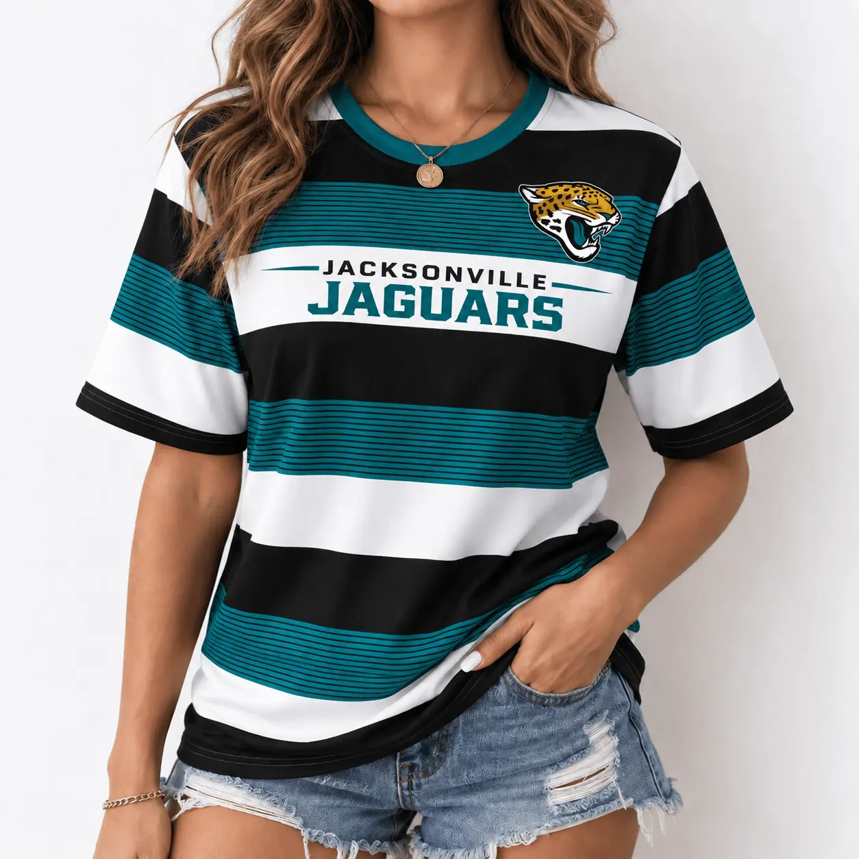 Jacksonville Jaguars | Premium NFL Horizontal Rugby Stripe T-shirt NTD