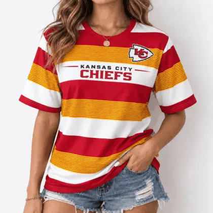 Kansas City Chiefs | Premium NFL Horizontal Rugby Stripe T-shirt NTD