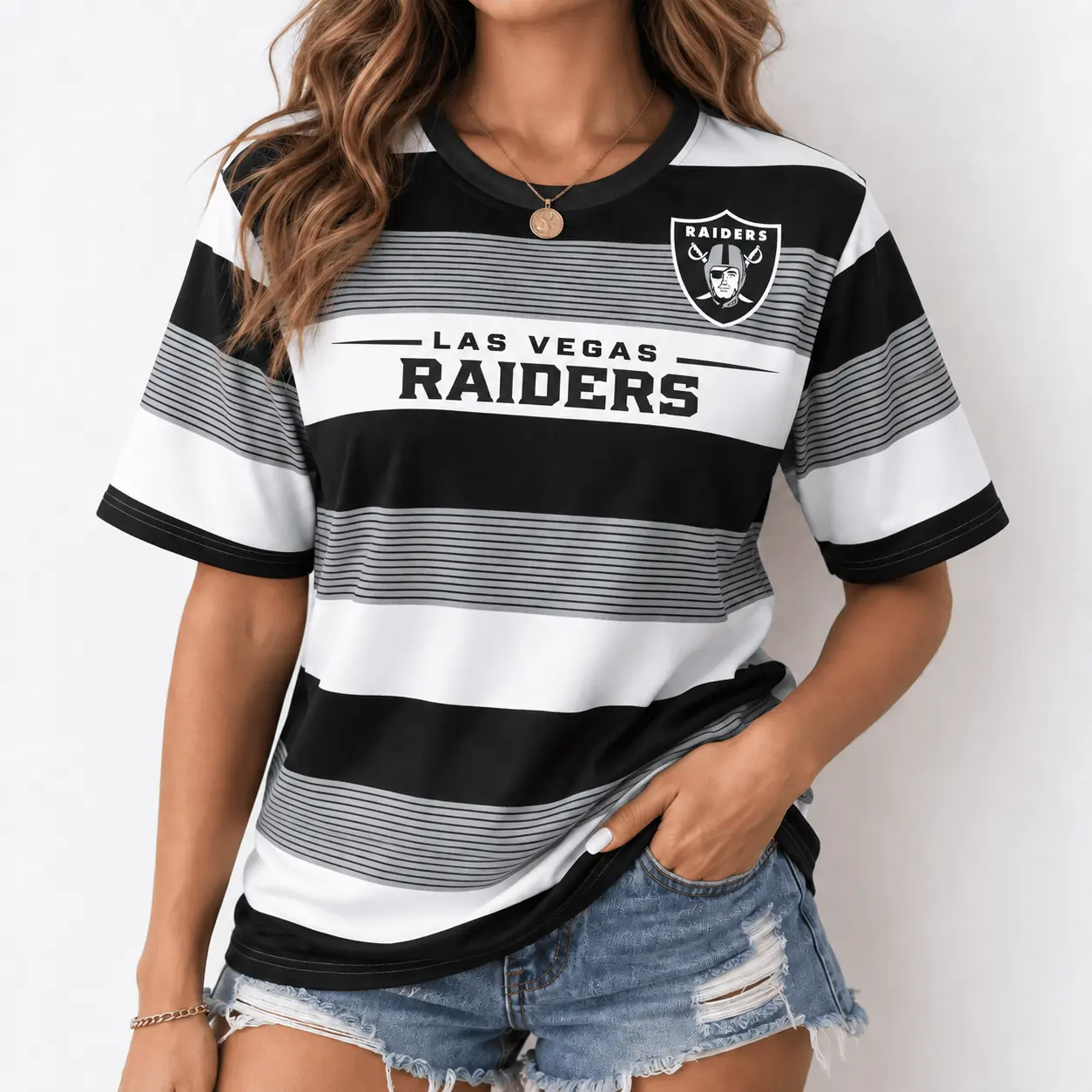 Las Vegas Raiders | Premium NFL Horizontal Rugby Stripe T-shirt NTD