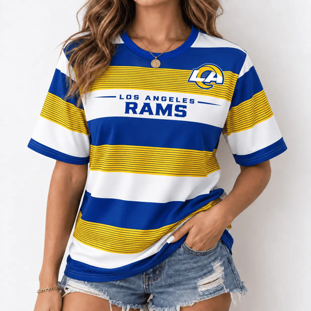 Los Angeles Rams | Premium NFL Horizontal Rugby Stripe T-shirt NTD