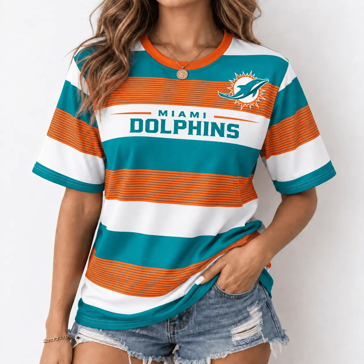Miami Dolphins | Premium NFL Horizontal Rugby Stripe T-shirt NTD