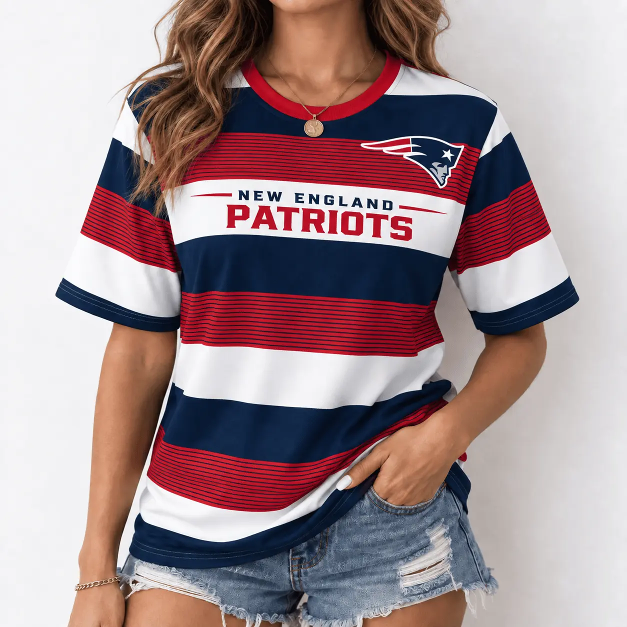 New England Patriots | Premium NFL Horizontal Rugby Stripe T-shirt NTD