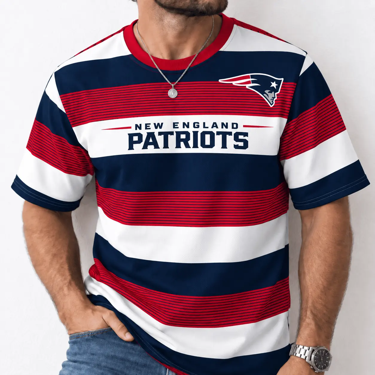 New England Patriots | Premium NFL Horizontal Rugby Stripe T-shirt NTD - Image 2