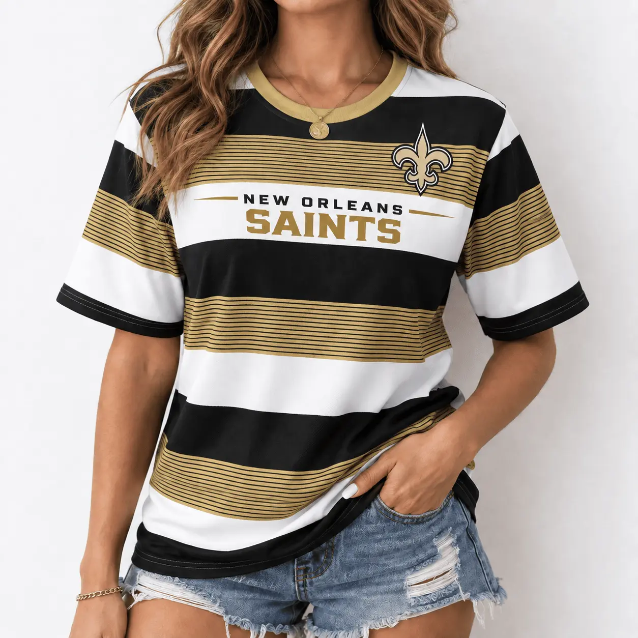 New Orleans Saints | Premium NFL Horizontal Rugby Stripe T-shirt NTD