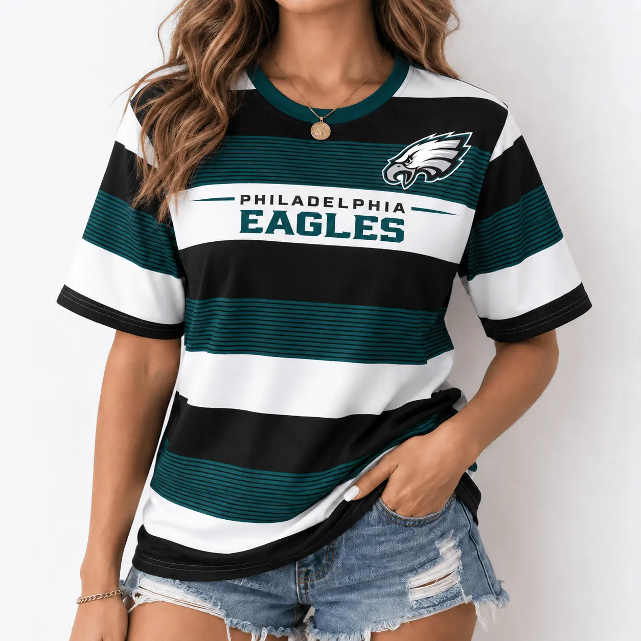 Philadelphia Eagles | Premium NFL Horizontal Rugby Stripe T-shirt NTD