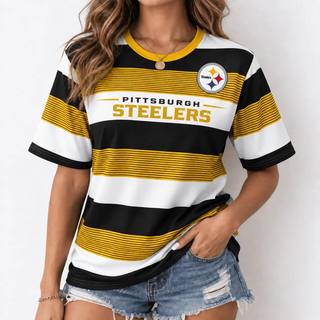 Pittsburgh Steelers | Premium NFL Horizontal Rugby Stripe T-shirt NTD