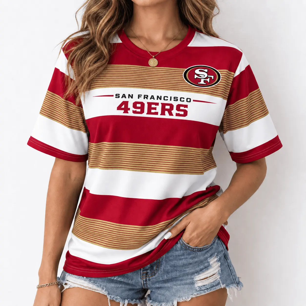 San Francisco 49ers | Premium NFL Horizontal Rugby Stripe T-shirt NTD