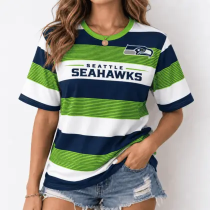 Seattle Seahawks | Premium NFL Horizontal Rugby Stripe T-shirt NTD