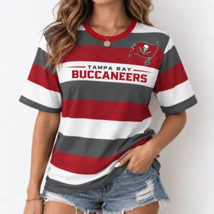 Tampa Bay Buccaneers | Premium NFL Horizontal Rugby Stripe T-shirt NTD
