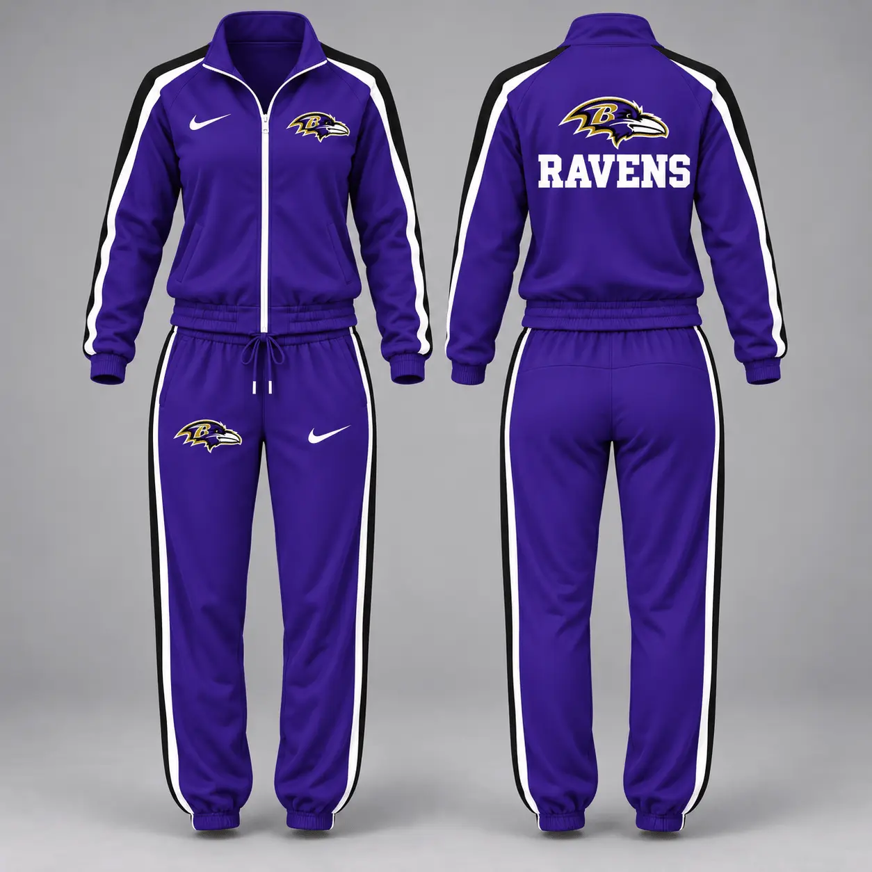 Baltimore Ravens | Premium NFL Game Day Waterproof Windbreaker Zip-Up Tracksuit Set NY - Image 2