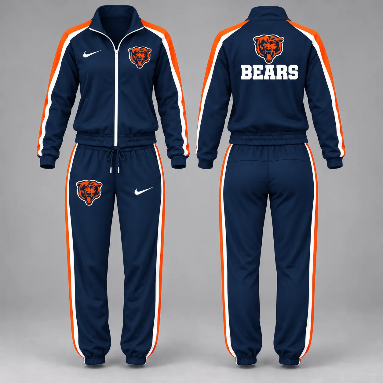 Chicago Bears | Premium NFL Game Day Waterproof Windbreaker Zip-Up Tracksuit Set NY - Image 2