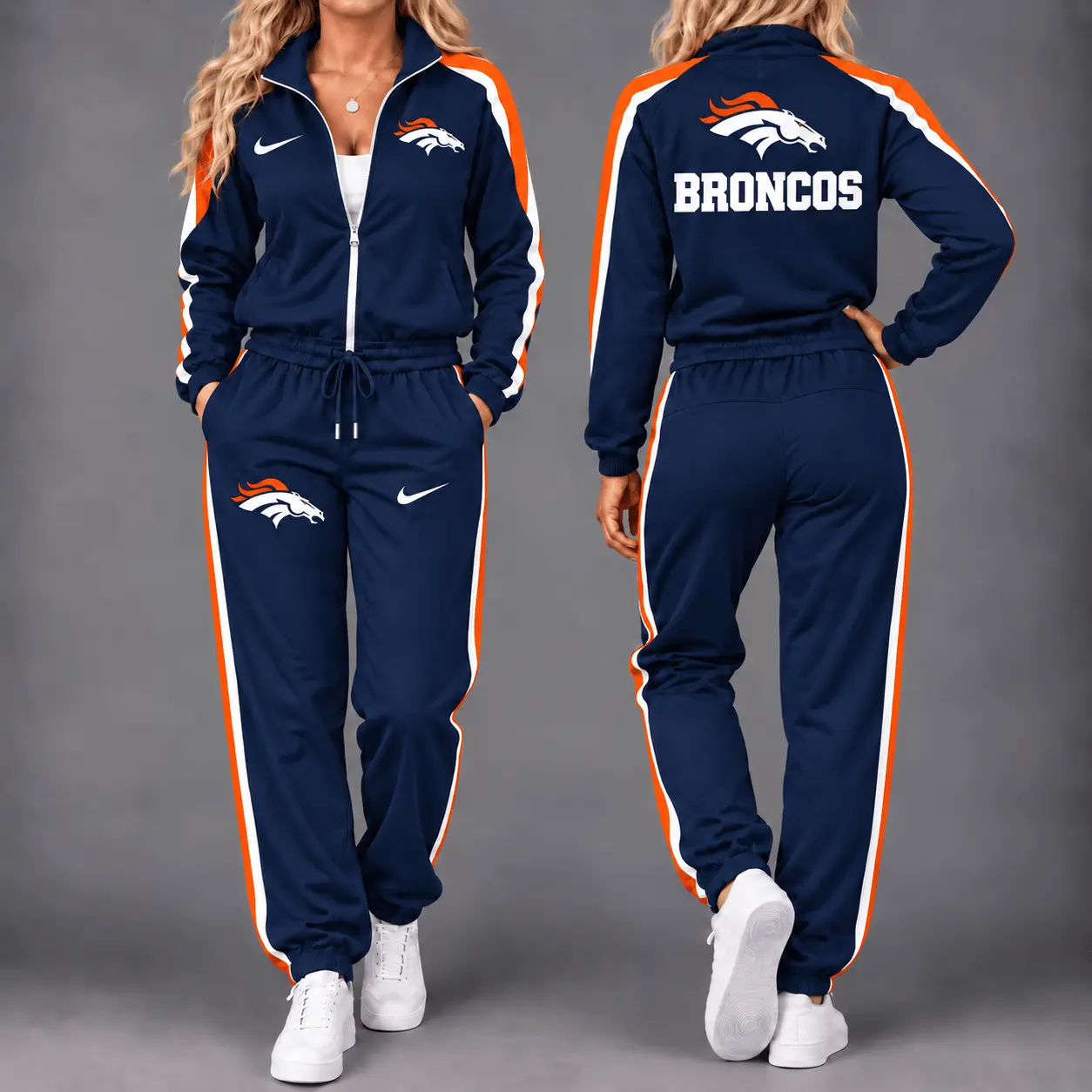 Denver Broncos | Premium NFL Game Day Waterproof Windbreaker Zip-Up Tracksuit Set NY