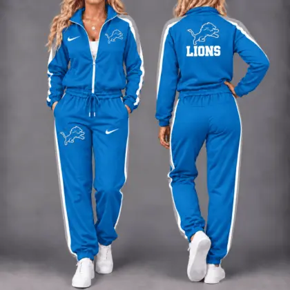 Detroit Lions | Premium NFL Game Day Waterproof Windbreaker Zip-Up Tracksuit Set NY