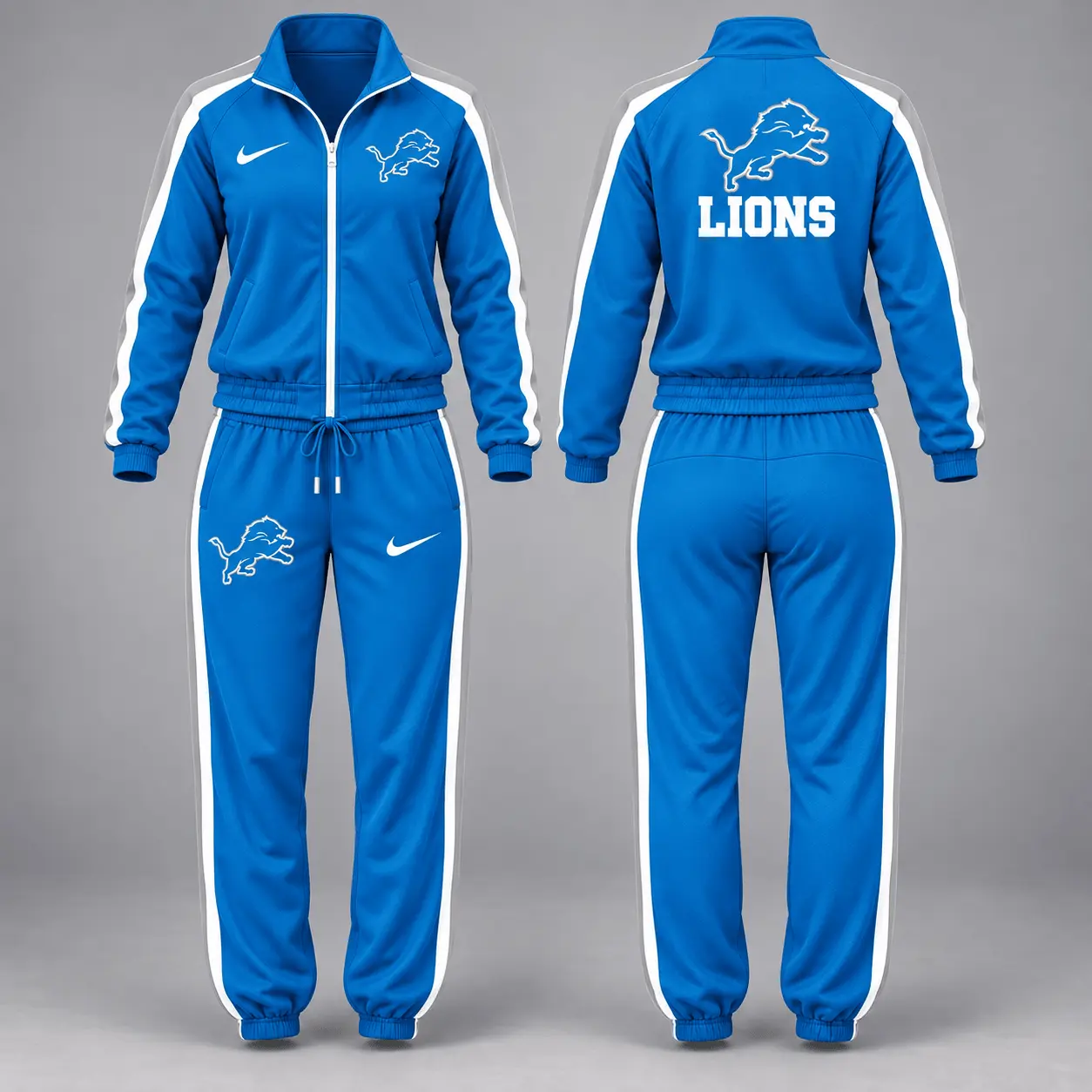 Detroit Lions | Premium NFL Game Day Waterproof Windbreaker Zip-Up Tracksuit Set NY - Image 2