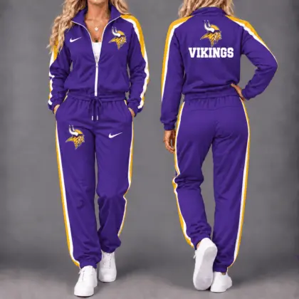 Minnesota Vikings | Premium NFL Game Day Waterproof Windbreaker Zip-Up Tracksuit Set NY