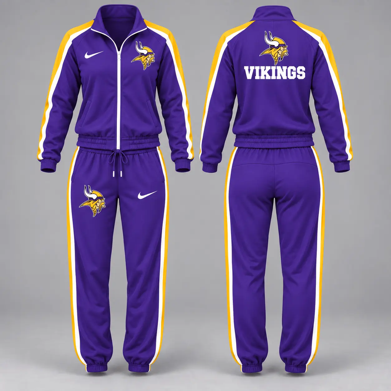 Minnesota Vikings | Premium NFL Game Day Waterproof Windbreaker Zip-Up Tracksuit Set NY - Image 2