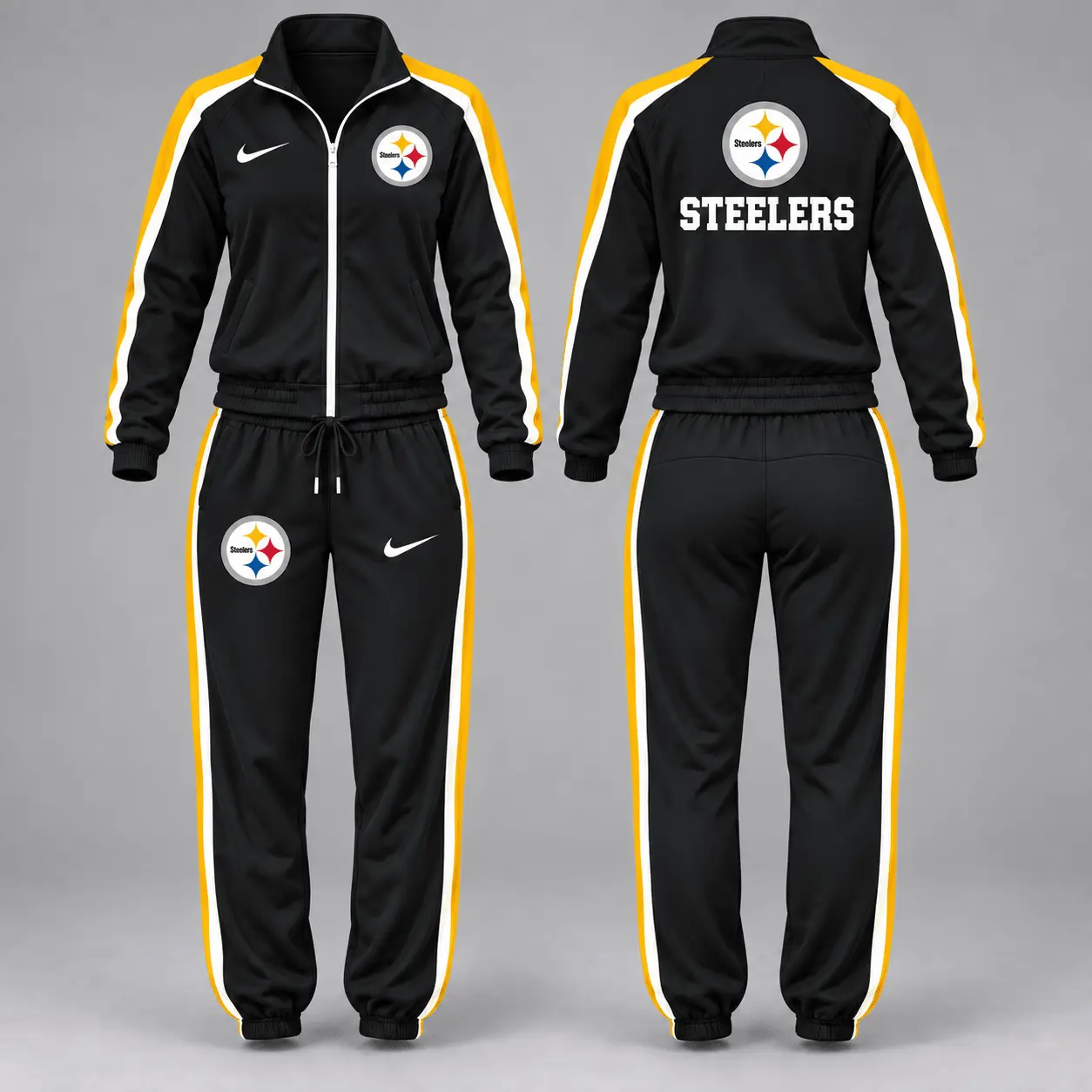 Pittsburgh Steelers | Premium NFL Game Day Waterproof Windbreaker Zip-Up Tracksuit Set NY - Image 2