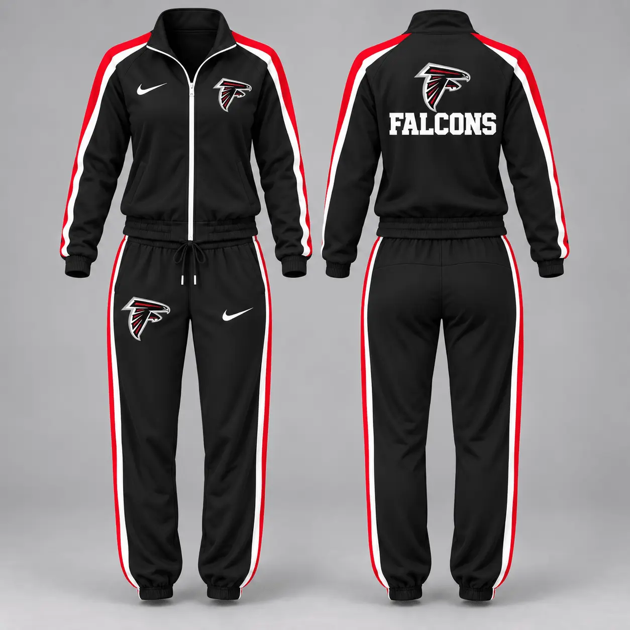 Atlanta Falcons | Premium NFL Game Day Waterproof Windbreaker Zip-Up Tracksuit Set NY - Image 2