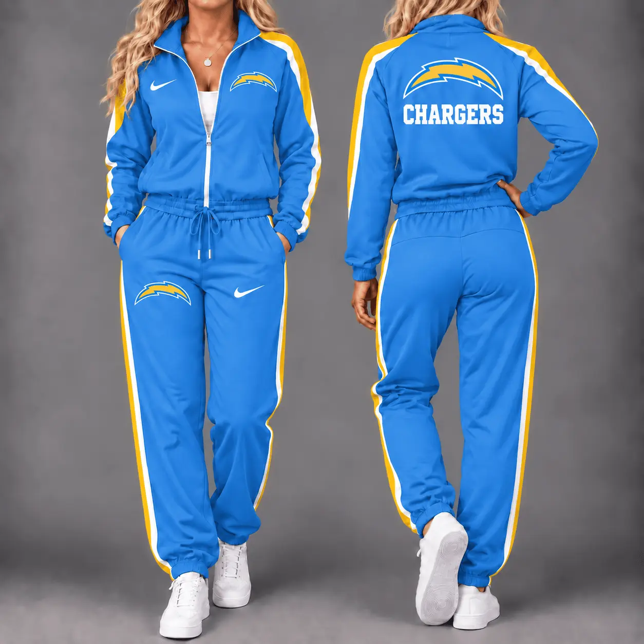 Los Angeles Chargers | Premium NFL Game Day Waterproof Windbreaker Zip-Up Tracksuit Set NY