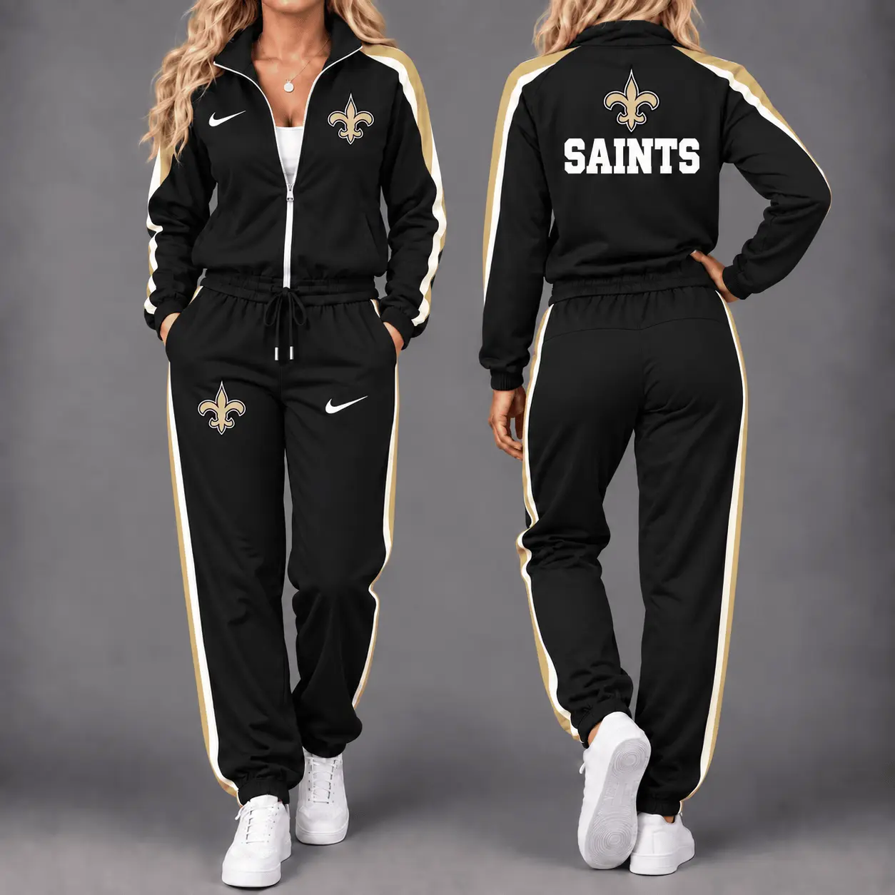 New Orleans Saints | Premium NFL Game Day Waterproof Windbreaker Zip-Up Tracksuit Set NY