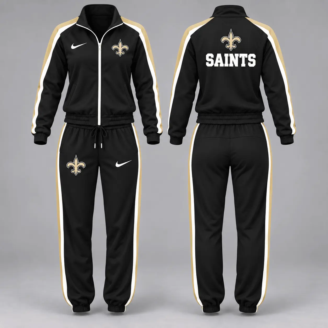 New Orleans Saints | Premium NFL Game Day Waterproof Windbreaker Zip-Up Tracksuit Set NY - Image 2