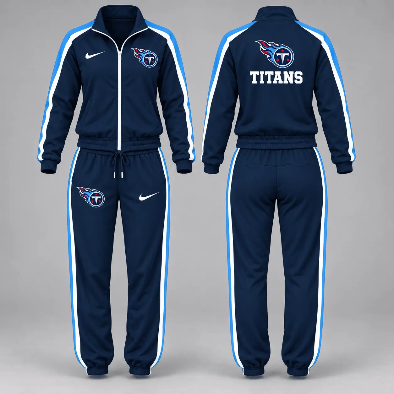 Tennessee Titans | Premium NFL Game Day Waterproof Windbreaker Zip-Up Tracksuit Set NY - Image 2