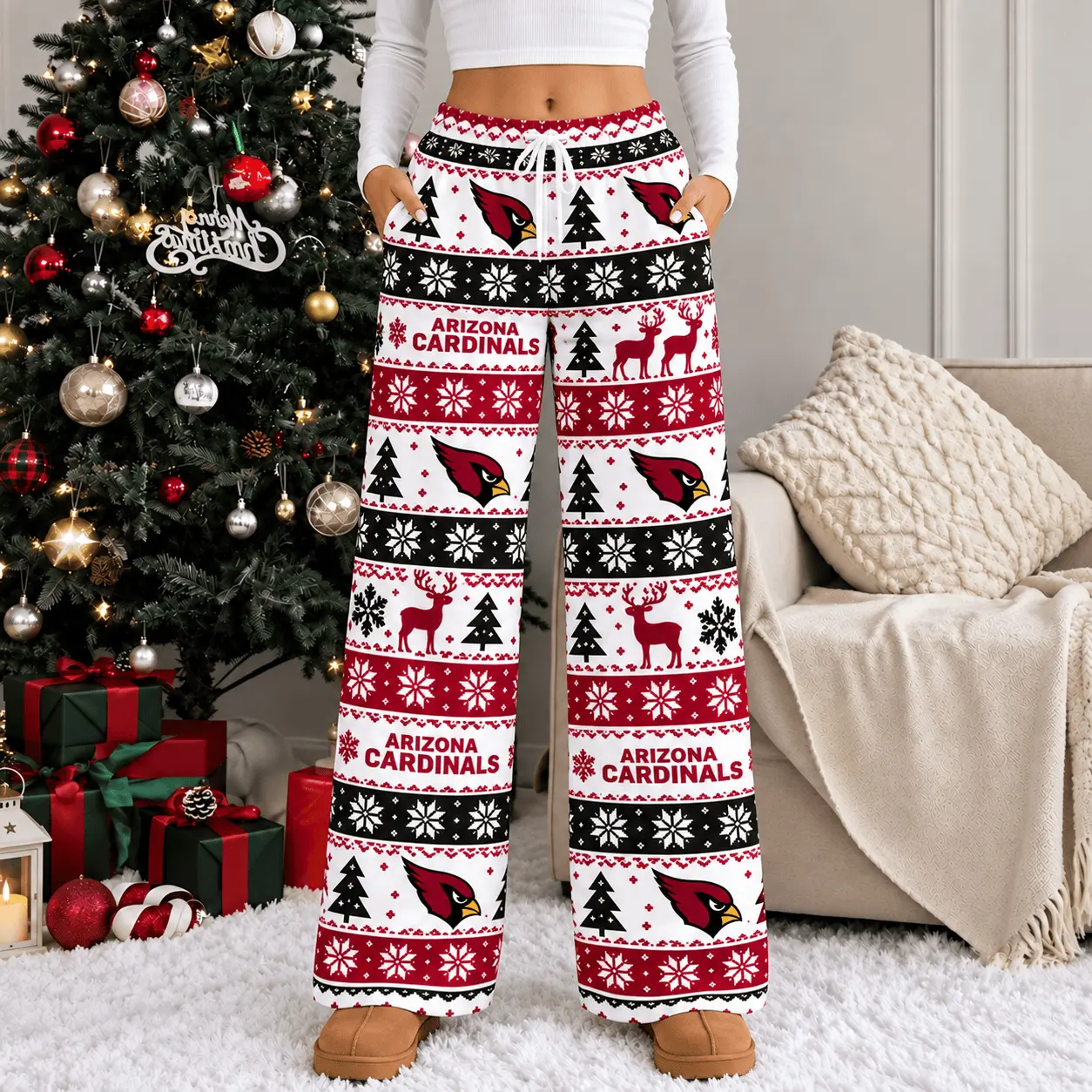Arizona Cardinals | Premium NFL Christmas Casual Pants TD - Image 2